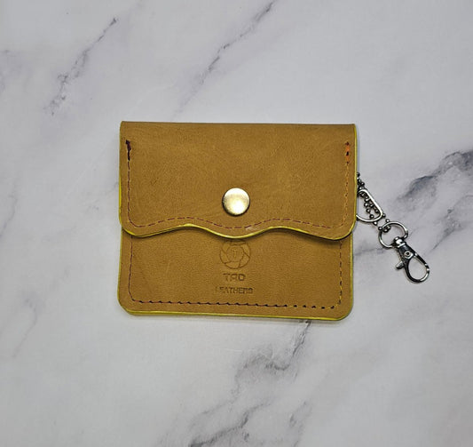 Yellow Leather Snap Wallet - Compact and Stylish - Tad LeathersBest leather walletExotic leatherLeather walletTad Leathers