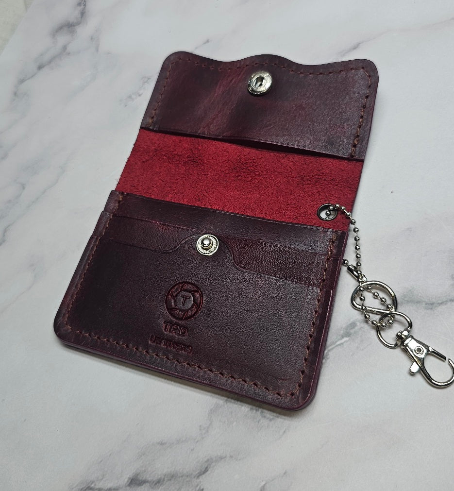 Leather Snap Wallets (Volcano Red) - Tad Leathers