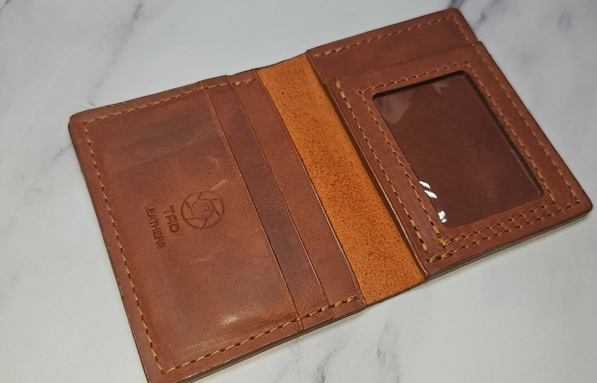 Peach Leather ID Wallet: Compact and Stylish Organization - Tad LeathersBest leather walletCardHolderTad Leathers