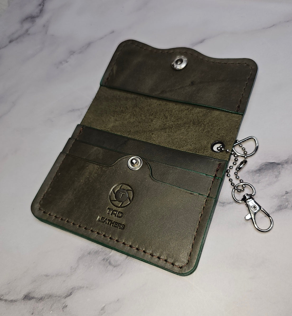 Leather Snap Wallet(Army Green) - Tad Leathers
