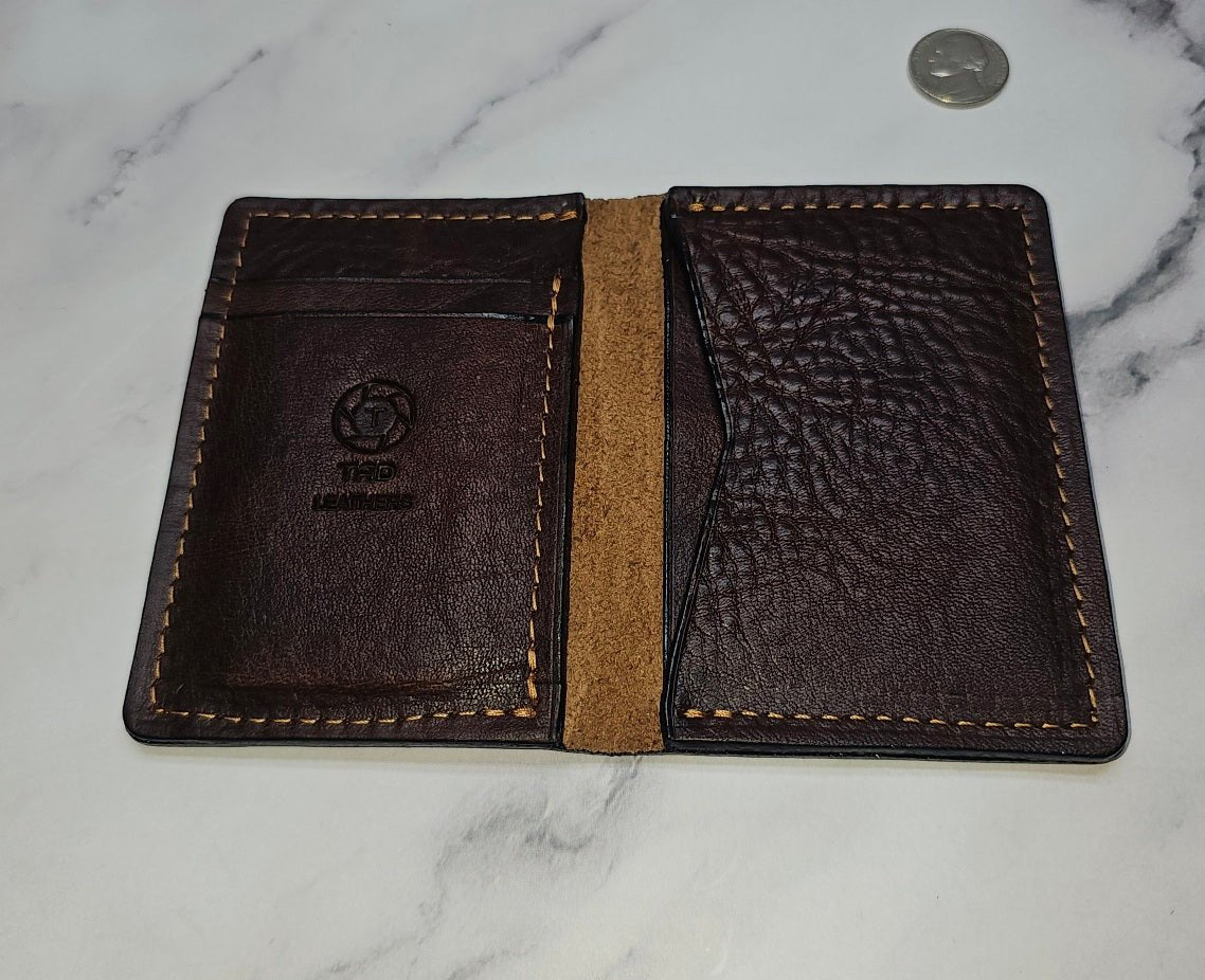 Brown Pebble Grain Minimalist Wallet - Tad LeathersCard holderHandmade walletWallet