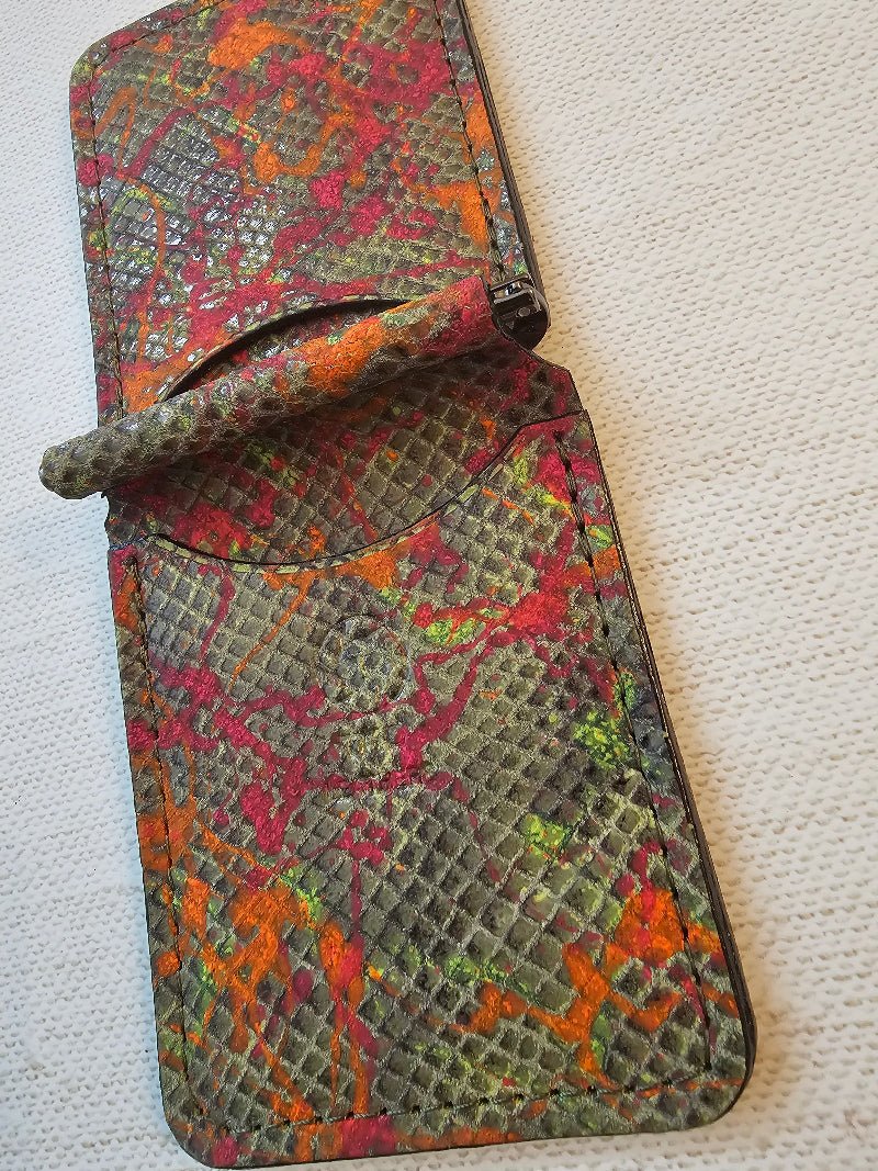 Handcrafted Leather Money Clip - [ Python Green] | Premium Full-Grain Leather | Tad Leathers&quot; - Tad Leathers